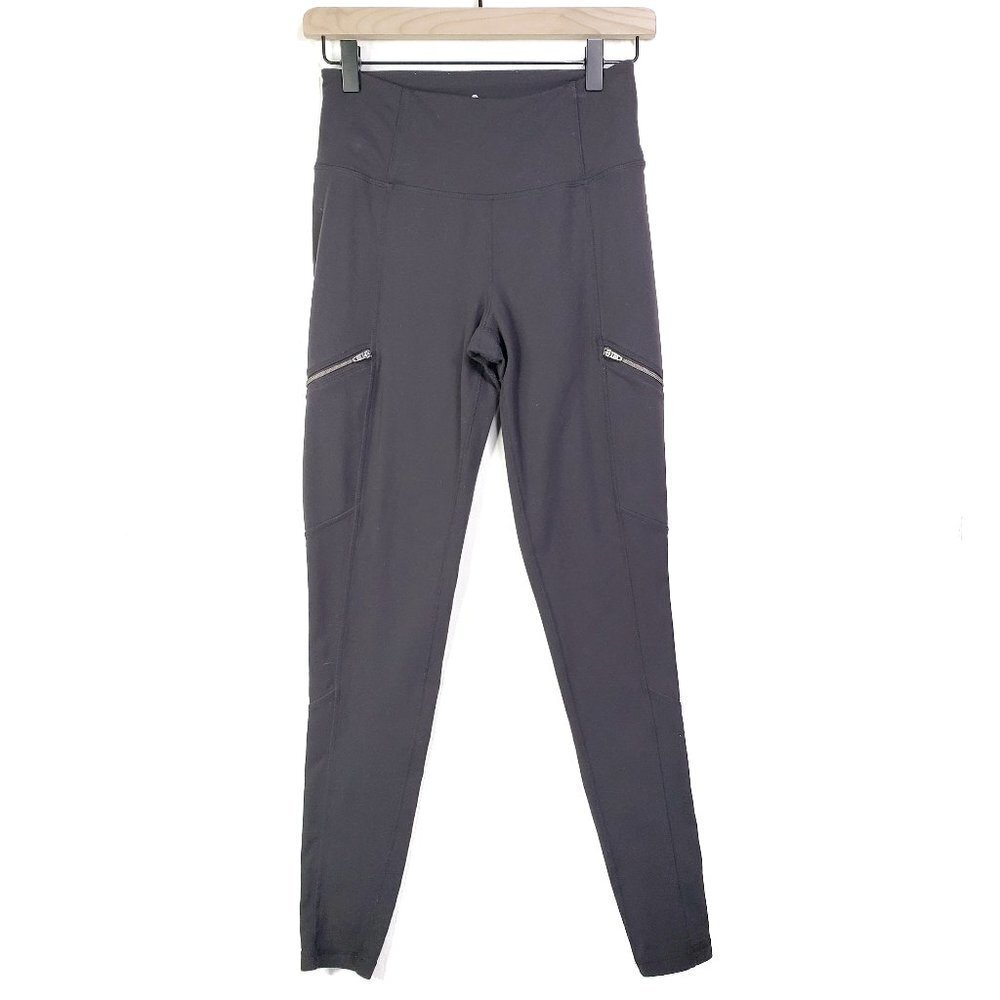 Athleta Moto Zip Pocket Leggings S Grey